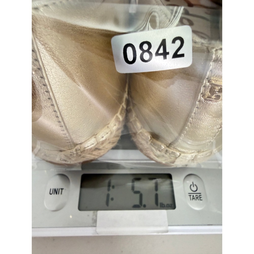 New Sam Edelman Gold Metallic Leather Espadrille Slip On Flats 10 M - Picture 8 of 8